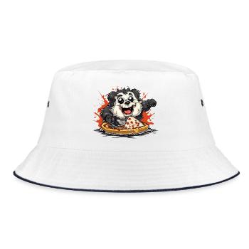 Pizza Panda: Happy Snack - Bucket Hat - white/navy - Front