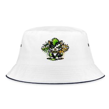 Neon Graffiti Kitten Sprayer - Bucket Hat - white/navy - Front