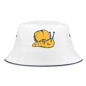 Langsam ein gezogenes Wort - Bucket Hat - Weiß/Navy - Vorne