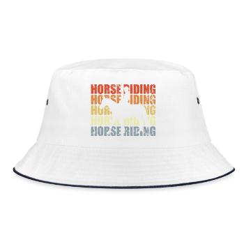 Horse Riding Vintage Look - Bucket Hat - Weiß/Navy - Vorne