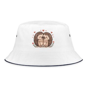 Igel Paar Liebe mit Herzen - Bucket Hat - Weiß/Navy - Vorne
