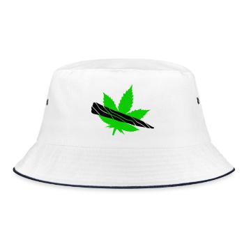 Green Leaf Silhouette Design - Bucket Hat - white/navy - Front
