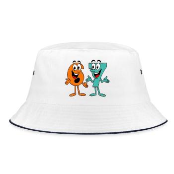 Six Seven Cartoon - Bucket Hat - Weiß/Navy - Vorne