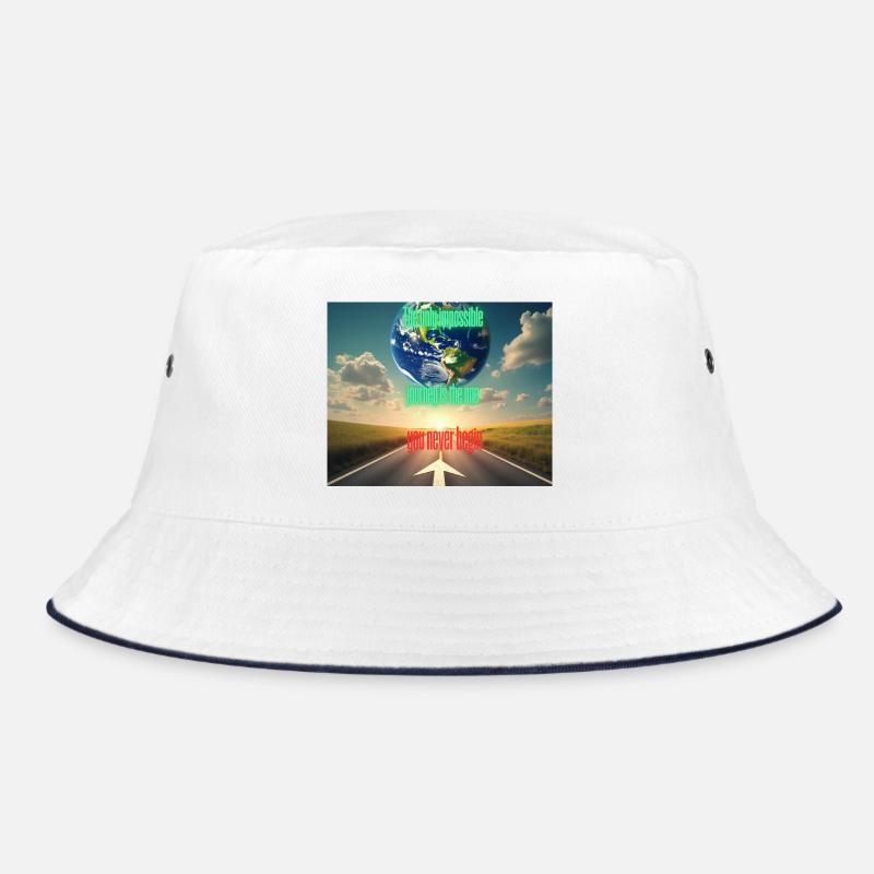 Only the journey you don't start is impossible - Bucket Hat - white/navy