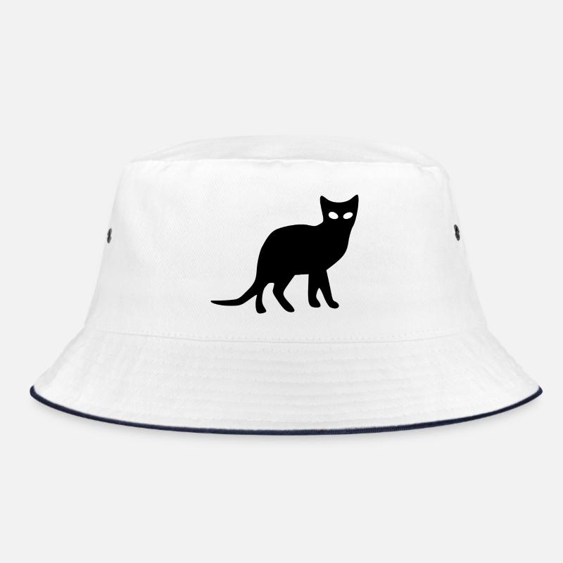Katze schwarz Silhouette Geschenk Katzenliebhaber Bucket Hat