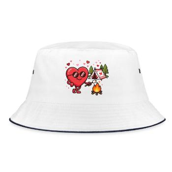 Lustige Camping-Valentinstags-Partys - Bucket Hat - Weiß/Navy - Vorne
