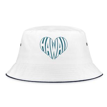 Hawaii, Hawaii Angular HeartTypo Design - Bucket Hat - white/navy - Front