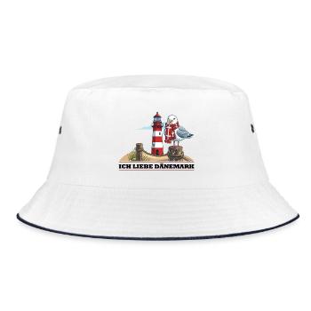 Leuchtturm Möwe mit Schal - Bucket Hat - Weiß/Navy - Vorne