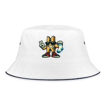 Peg with Sunglasses and Sock - Bucket Hat - white/navy - Front