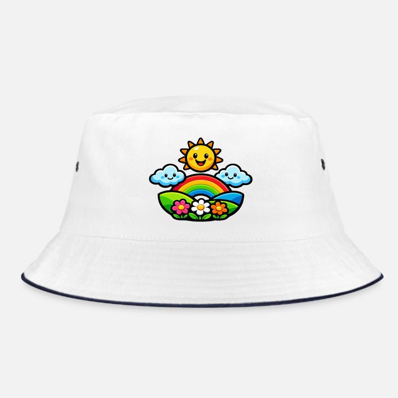 Sun Rainbow Flowers Bucket Hat