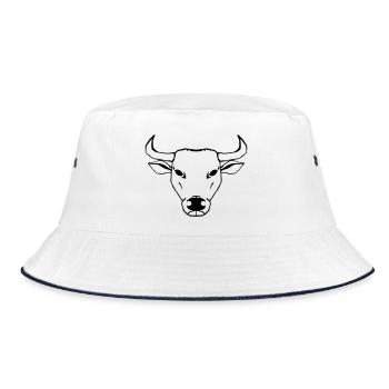 Ox Illustration - Bucket Hat - white/navy - Front