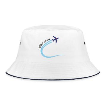 Off to Korea Airplane Travel Design South Korea - Bucket Hat - white/navy - Front