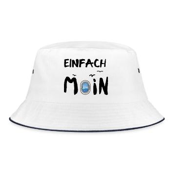 einfach moin bullauge meer erholung urlaub - Bucket Hat - Weiß/Navy - Vorne