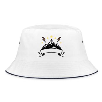 Berge Banner Textfeld Wappen - Bucket Hat - Weiß/Navy - Vorne