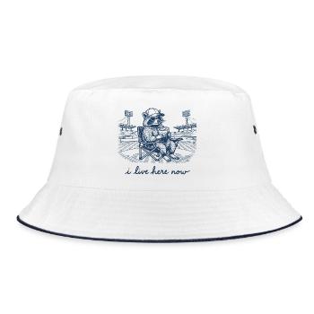 Lustiger Waschbär-Baseball Ich wohne jetzt hier - Bucket Hat - Weiß/Navy - Vorne