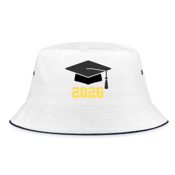 Doktorhut Abschluss 2026 - Bucket Hat - Weiß/Navy - Vorne