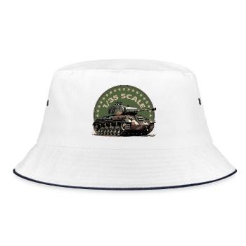 1:35-Maßstab Tank Art-Druck - Bucket Hat - Weiß/Navy - Vorne