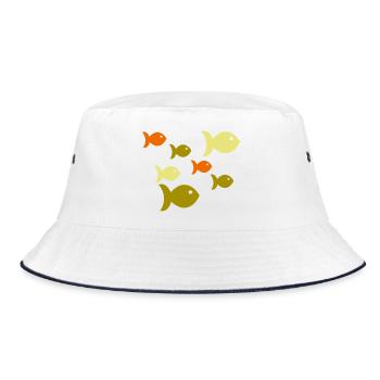 Fische Fischschwarm - Bucket Hat - Weiß/Navy - Vorne