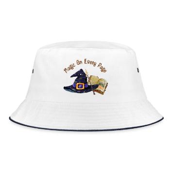 Magic Is On Every Page  - Bucket Hat - white/navy - Front