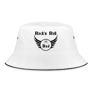 Dad Rock and Roll Skull Wings - Bucket Hat - white/navy - Front