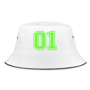  01 zahl - Bucket Hat - Weiß/Navy - Vorne