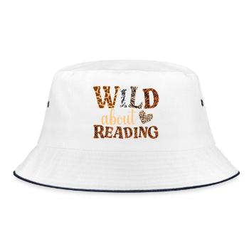 WILD about Reading: Animal Pattern Letters - Bucket Hat - white/navy - Front