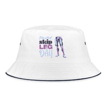 Never Skid Leg Day Graphic - Bucket Hat - white/navy - Front