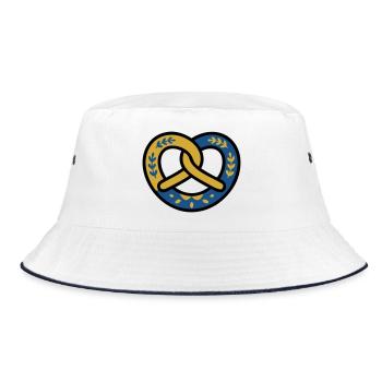 Brezel Rautenmuster Bayern Volksfest München - Bucket Hat - Weiß/Navy - Vorne