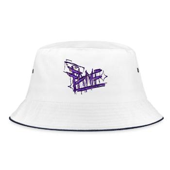 Graffiti Fame Inschrift Lila - Bucket Hat - Weiß/Navy - Vorne