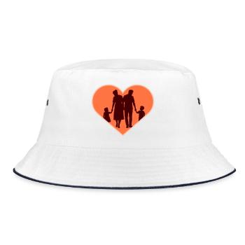 Familie Silhouette Liebe Kinder Eltern Mama Papa - Bucket Hat - Weiß/Navy - Vorne