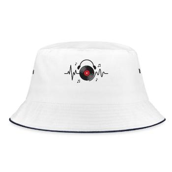 Vinyl Records Heartbeat Music - Bucket Hat - white/navy - Front