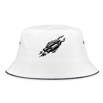 Exhaust Symbol Kmh - Bucket Hat - white/navy - Front