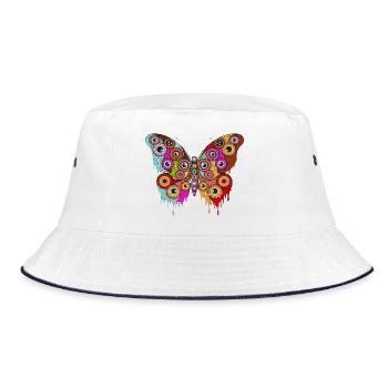  Bunter Schmetterling Mit Augenmotiv Für - Bucket Hat - Weiß/Navy - Vorne