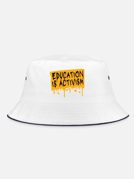 Education Is Activism Bildung Aktivismus Statement - Bucket Hat - white/navy - Front