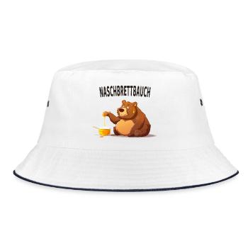 Naschbrettbauch Süßer Bär - Bucket Hat - Weiß/Navy - Vorne