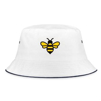 HerzBiene Halftone Design - Bucket Hat - Weiß/Navy - Vorne