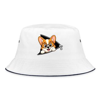 Fermeture éclair pour chien corgi - Bob - blanc/marine - Devant