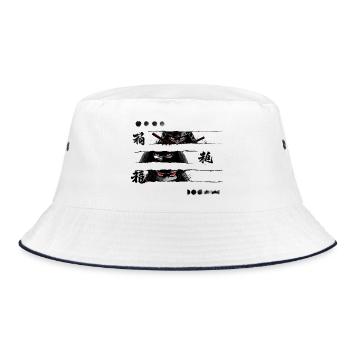 Roter Shinobi Katanas - Bucket Hat - Weiß/Navy - Vorne