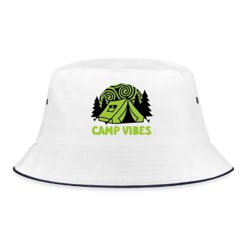 Tent Camp Vibes Logo - Bucket Hat - white/navy - Front