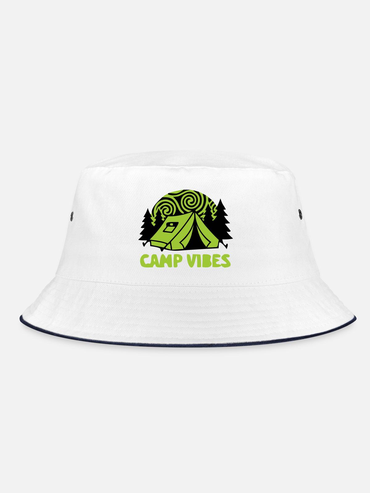 Zelt Camp Vibes Logo - Bucket Hat - Weiß/Navy - Vorne