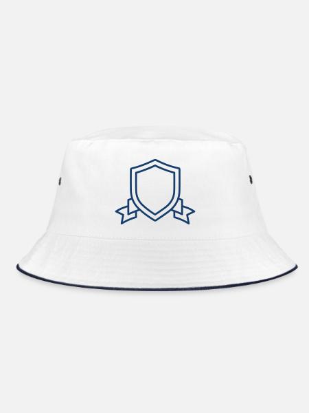 Vintage Schildbanner Blankes Wappenemblem - Bucket Hat - Weiß/Navy