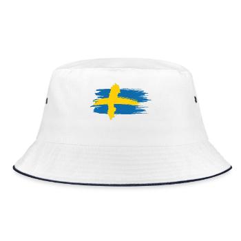 Sweden – Blue Yellow Map Brush Design - Bucket Hat - white/navy - Front
