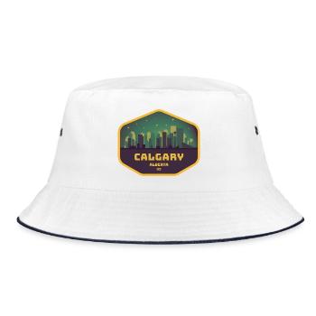 Calgary Skyline Gold - Bucket Hat - Weiß/Navy - Vorne