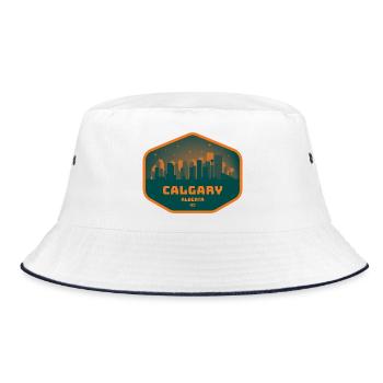 Calgary Skyline Nacht - Bucket Hat - Weiß/Navy - Vorne