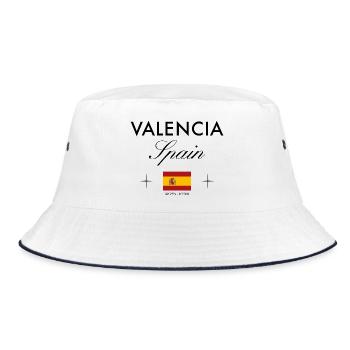 Valencia Spanien Koordinaten Reise Souvenir - Bucket Hat - Weiß/Navy - Vorne