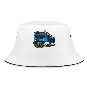 Train RegioSpider CD 841 – Linienzeichnung - Bucket Hat - Weiß/Navy - Vorne