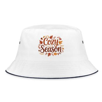 Gemütliche Saison - Bucket Hat - Weiß/Navy - Vorne