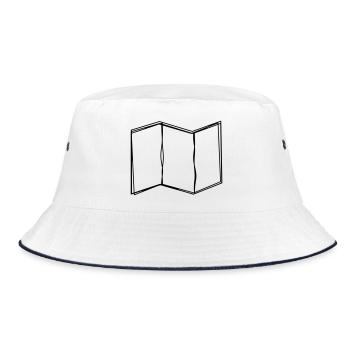 Wanderkarte handgezeichnet - Bucket Hat - Weiß/Navy - Vorne