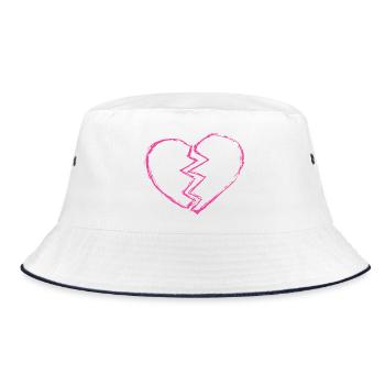 Zerbrochenes Herz Neon - Bucket Hat - Weiß/Navy - Vorne