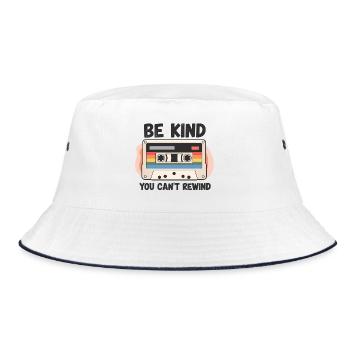Sei FREUNDLICH, du kannst Vintage-Retro-Kassette nicht zurückspulen - Bucket Hat - Weiß/Navy - Vorne